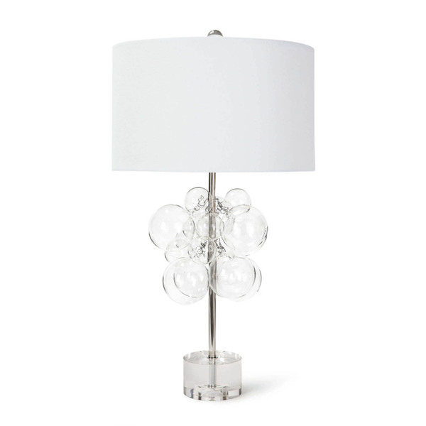 Polished nickel and glass bubbles coastal lamp